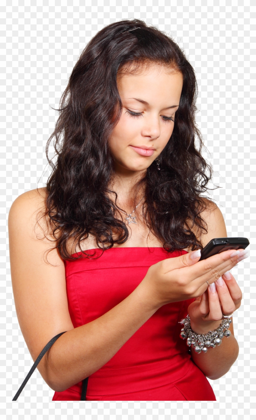 Download Girl Using Mobile Phone Png Image - Girl With Phone Png Clipart #115565