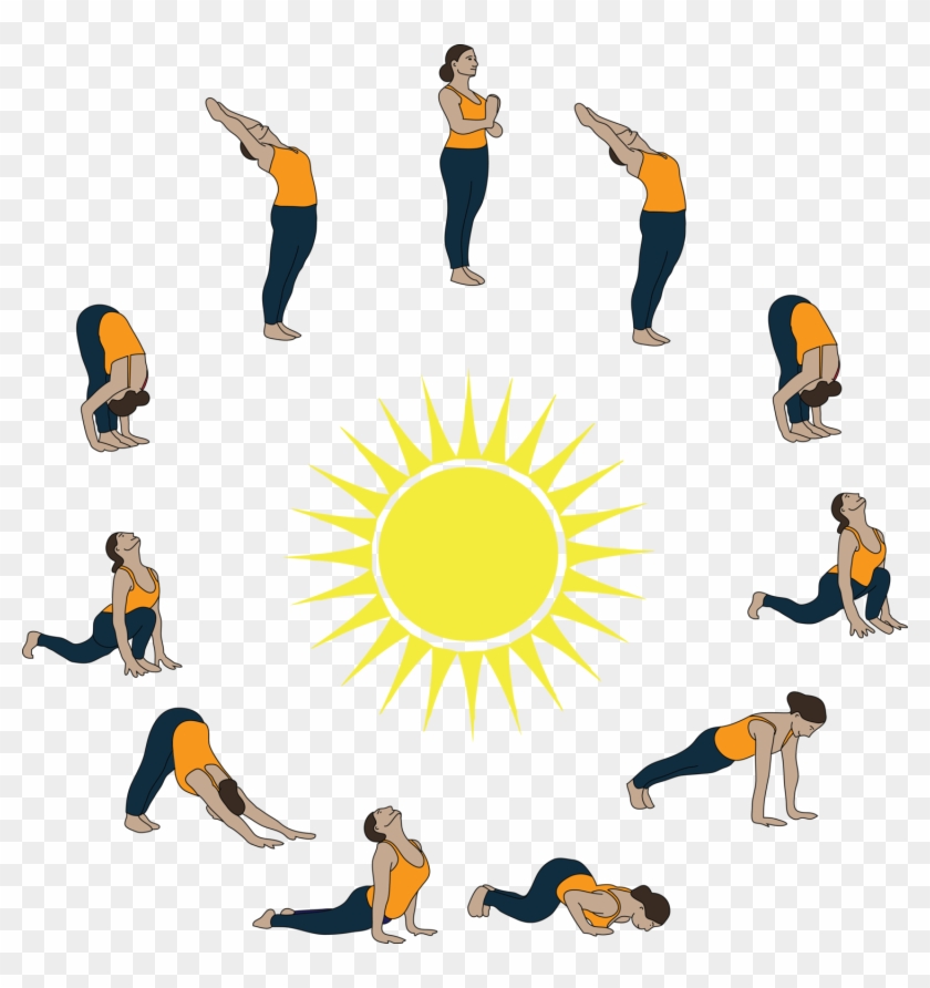 Sun Salutation Complete - 12 Step Surya Namaskar Clipart