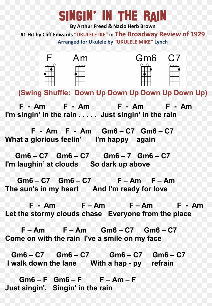 Singin In The Rain - Singing In The Rain Ukulele Chords Clipart