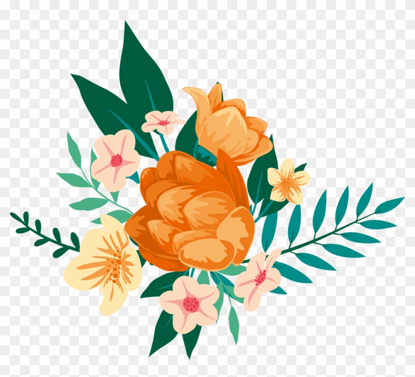 Banner Library Stock Beans Clipart Watercolor Free - Orange Watercolor Flower Border - Png Download