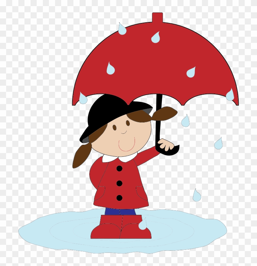 Medium Image - Cartoon Girl Holding An Umbrella Clipart