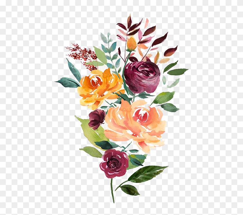 Watercolor Hand Drawn Abstract Flower - Black And White Flowers Png Clipart