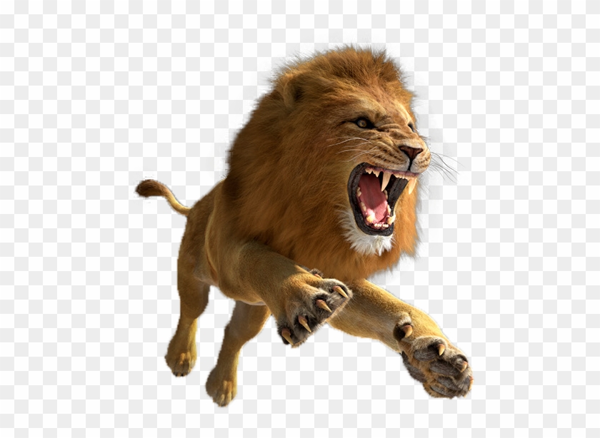 Computer Simulator Escape Hunter Leaping Tiger Lion - Lion Png Clipart #117857