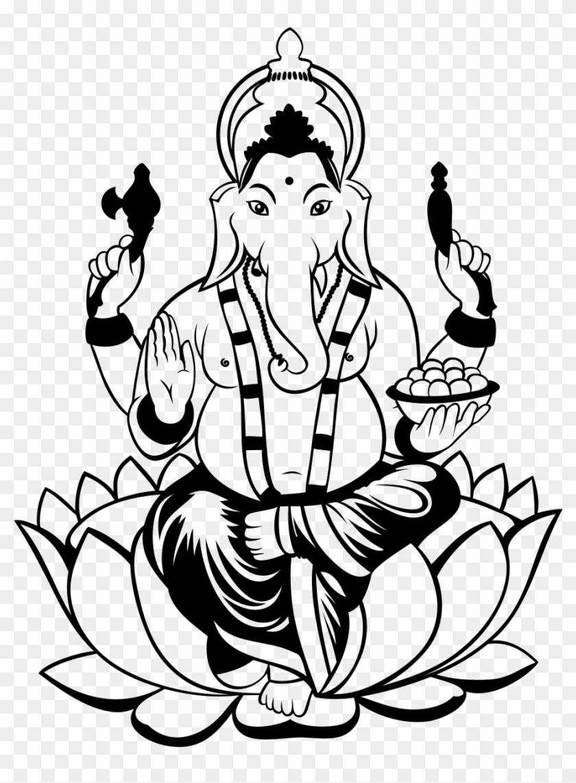 Ganesha Drawing Clip Art Transprent Png Free - Laxmi Ganesh Black And White Transparent Png