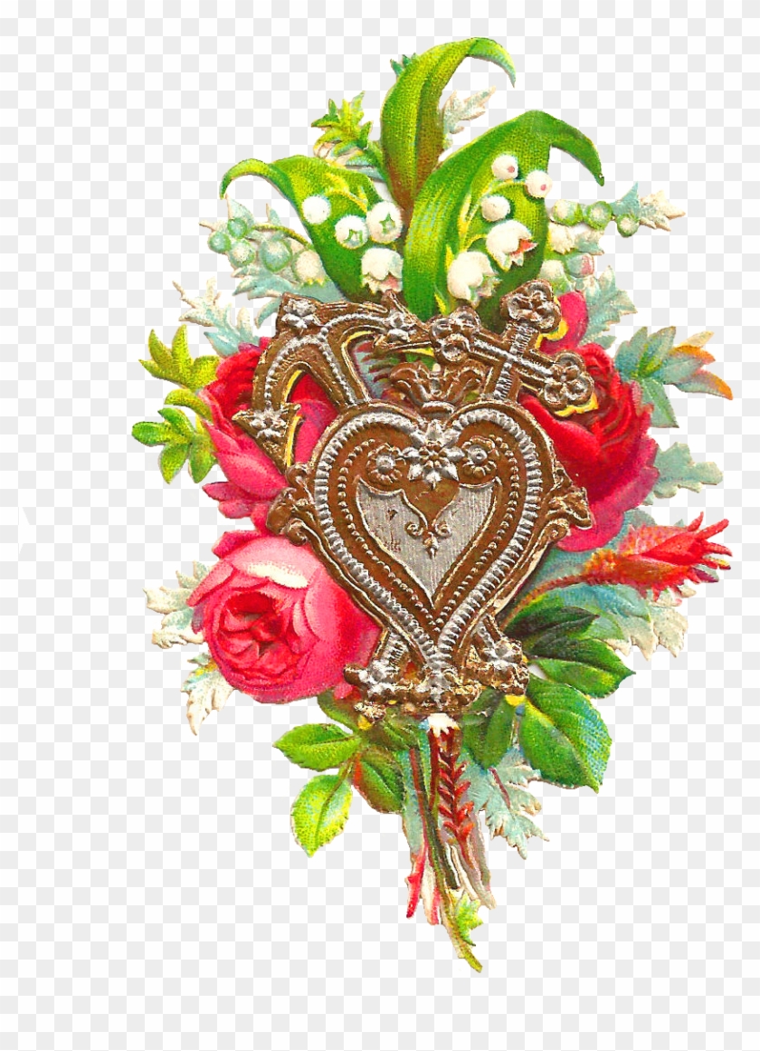This Is A Beautiful Victorian Scrap Of A Red Rose Bouquet - Rose Flower Photos Lovehd Clipart