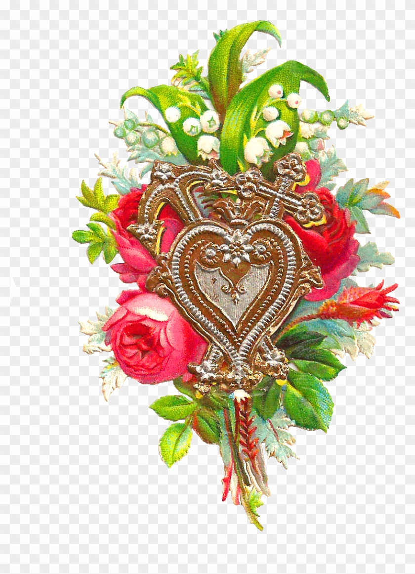 This Is A Beautiful Victorian Scrap Of A Red Rose Bouquet - Rose Flower Photos Lovehd Clipart #119802