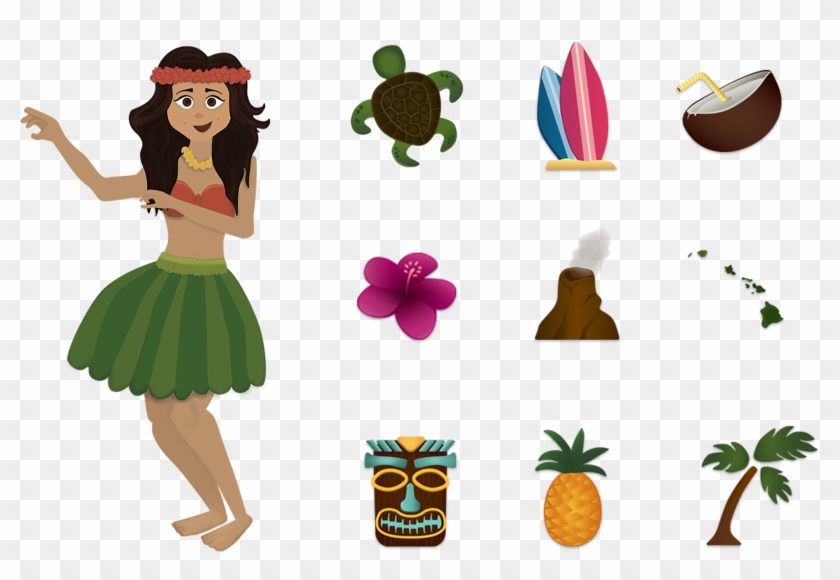 Hawaiian Emojis - Cartoon Clipart #1100955
