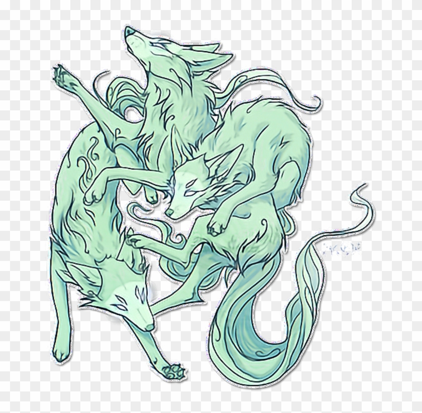 Wolves Ghostwolves Green - Ghost Animal Drawing Clipart #1101482