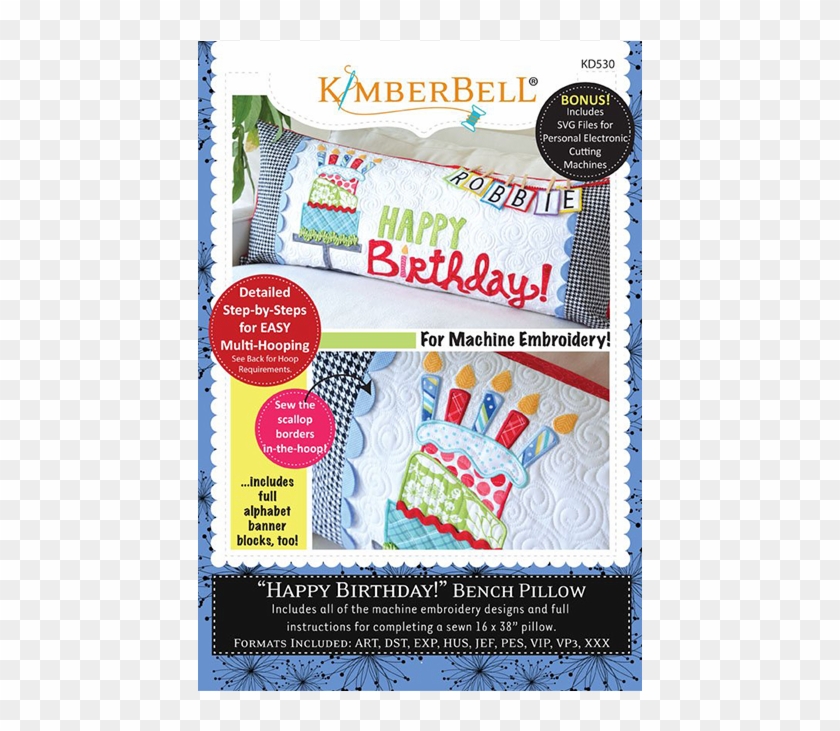 Kimberbell Designs Happy Birthday Bench Pillow Embroidery - Kimberbell Clipart