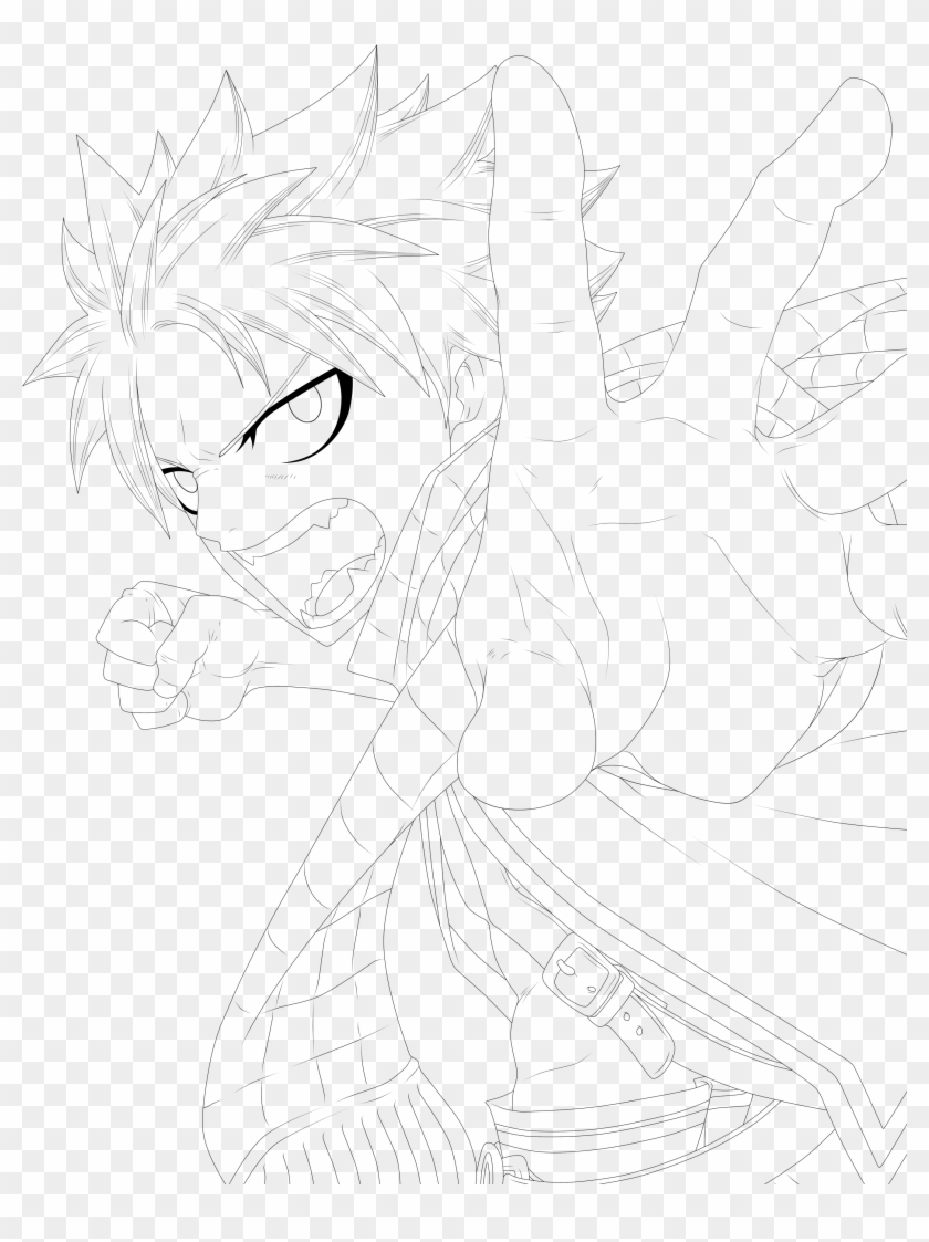 Cute Anime Girl Coloring Pages - Natsu Dragneel Lineart Clipart #1101646