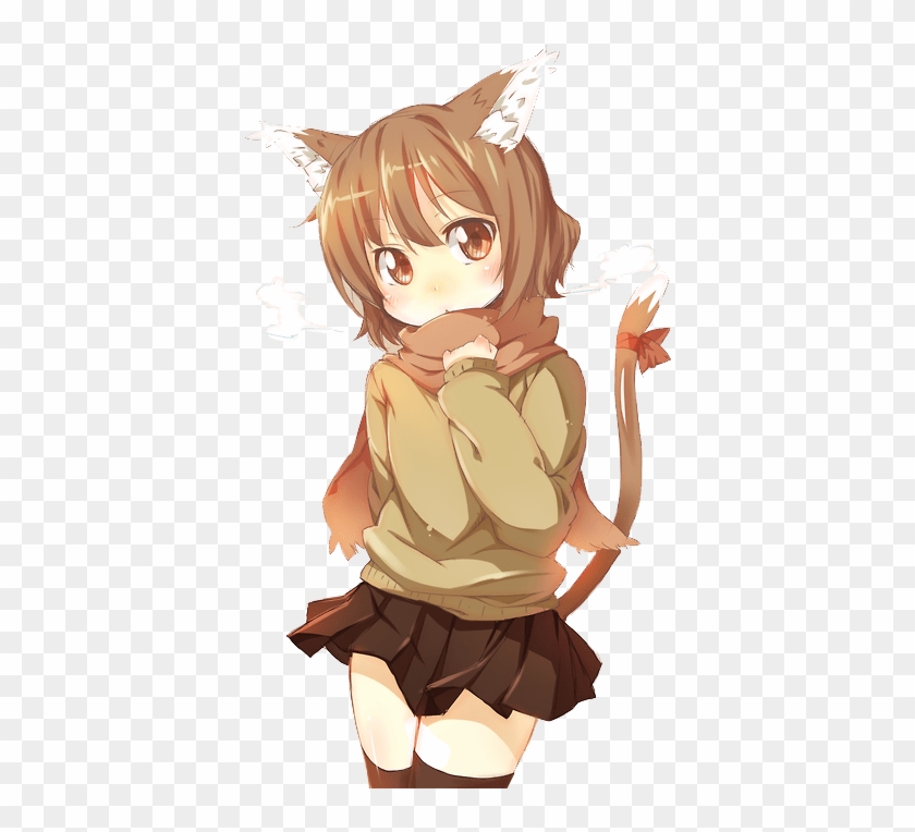 Cat Girl Brown Outfit - Anime Cat Girl Transparent Clipart