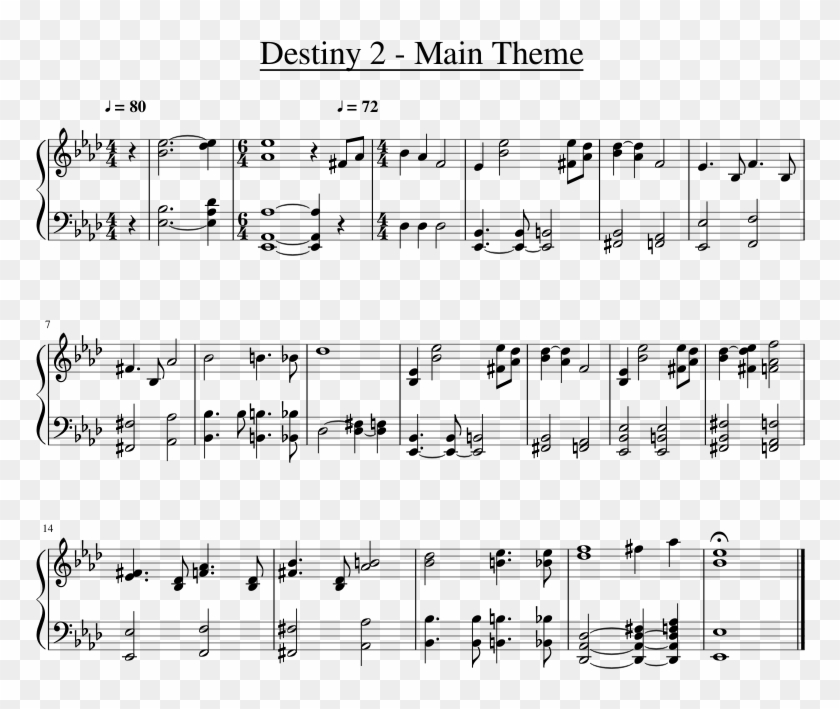 Main Theme Sheet Music For Piano Download Free In Pdf - Destiny 2 Theme Sheet Music Clipart #1102092