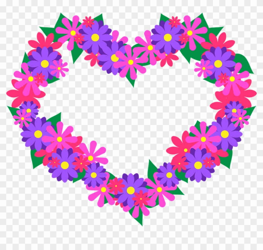 Purple Flower Clipart Purple Heart - Flower Heart - Png Download #1102938