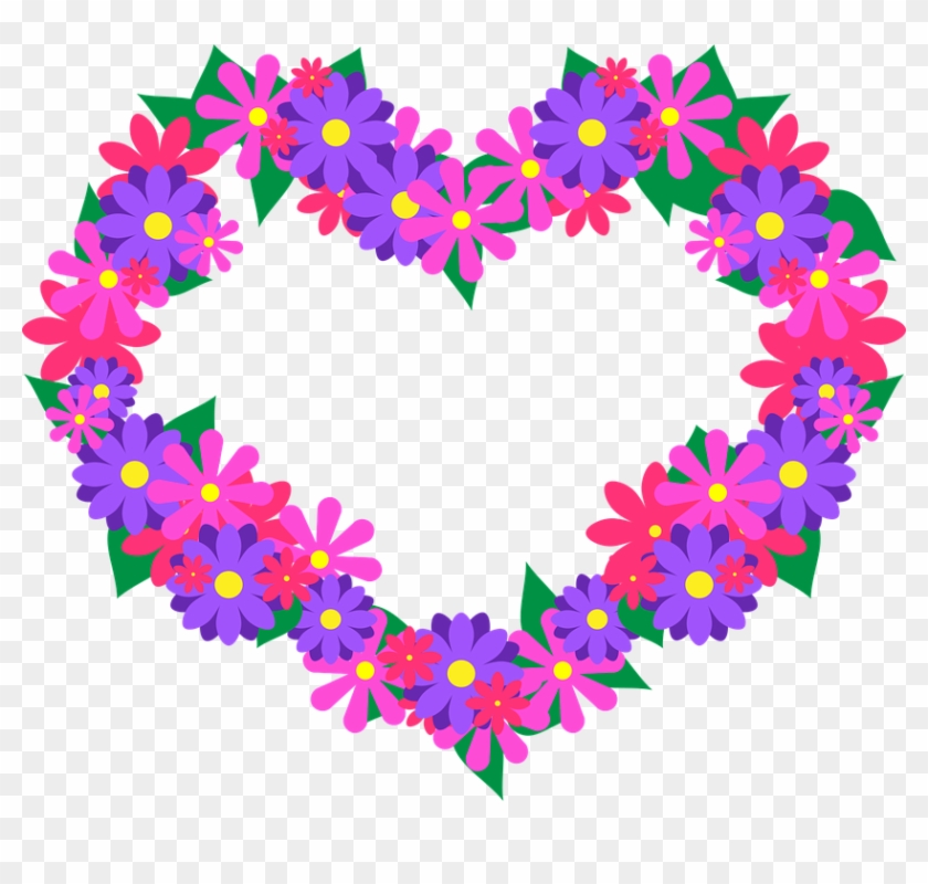 Purple Flower Clipart Purple Heart - Flower Heart - Png Download