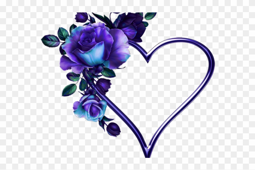 Purple Flower Clipart Purple Heart - Flowers Rose Blue Love - Png Download #1102982