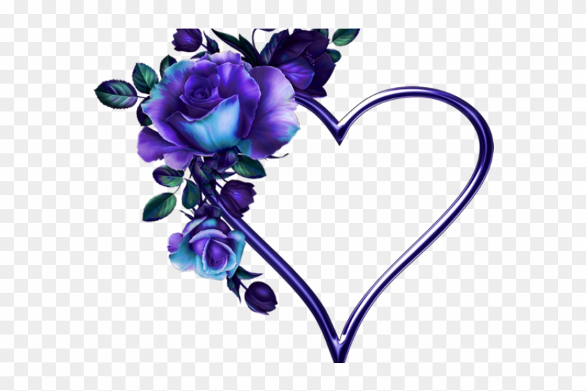 Purple Flower Clipart Purple Heart - Flowers Rose Blue Love - Png Download