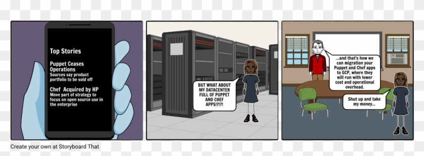 Chef And Puppet Exit - Illustration Clipart