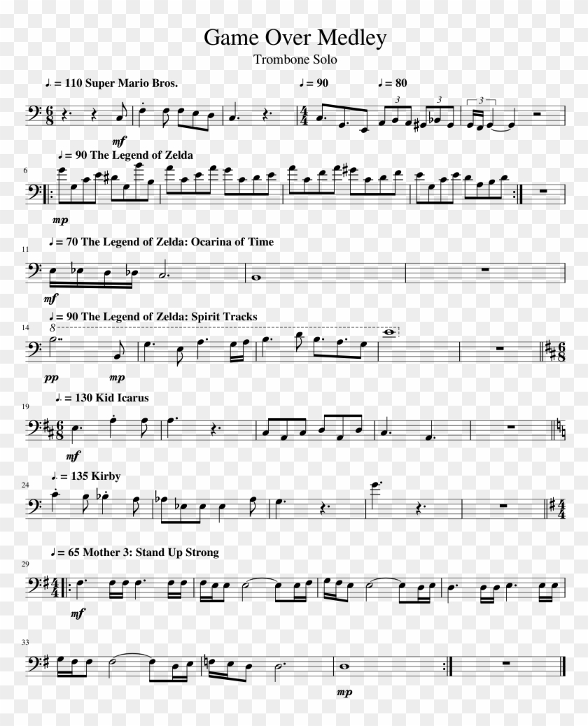 Game Over Medley - Sheet Music Clipart #1107522