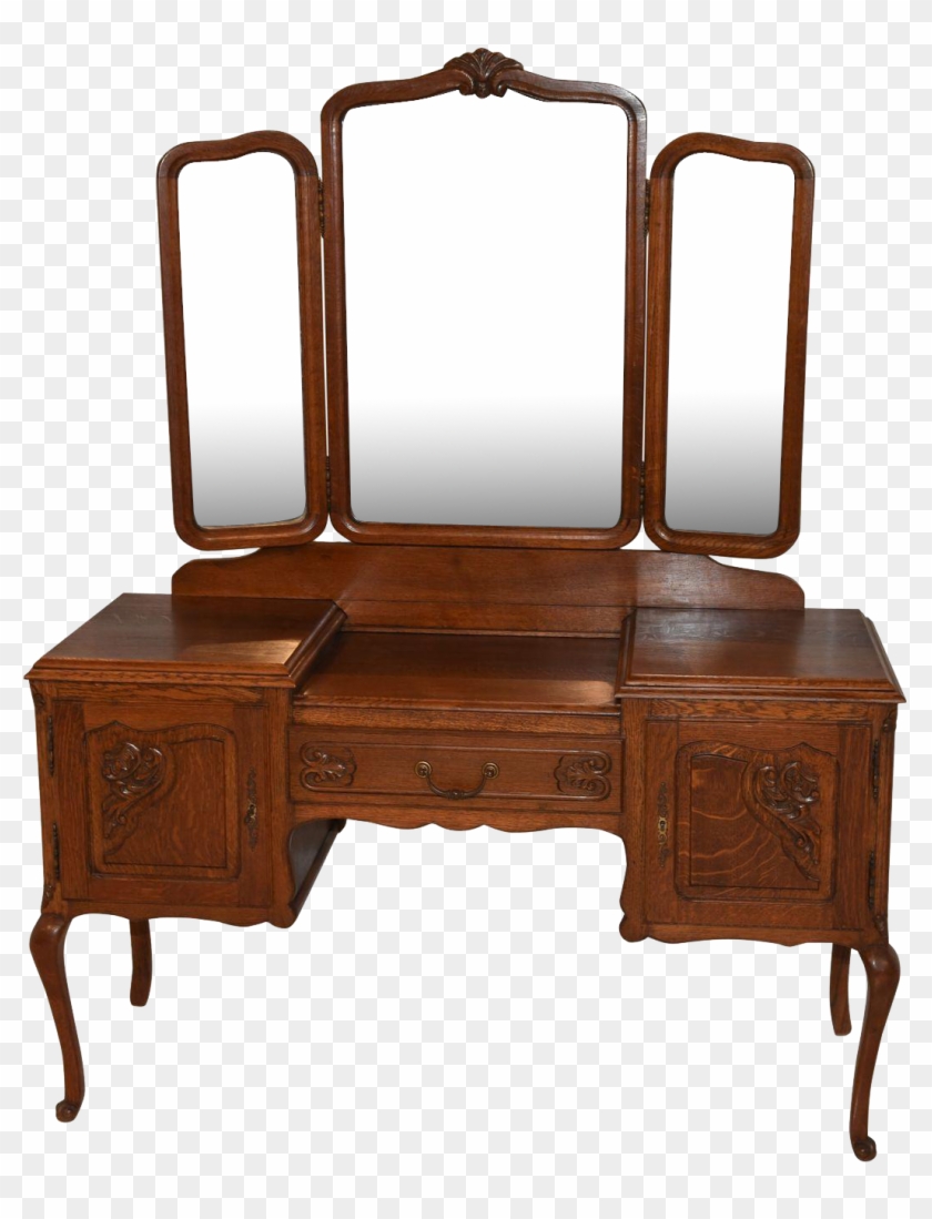 Nicely Sized Vintage Dressing Table With Mirrors - Table Clipart
