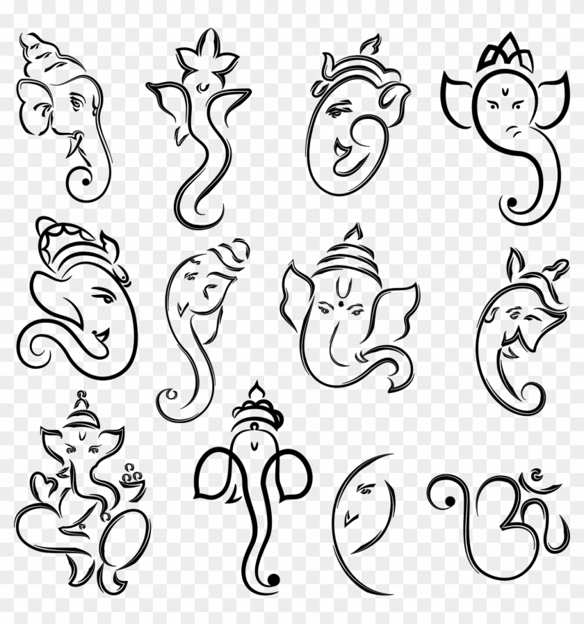 Simple Ganesha Tattoo Designs Clipart #1108403