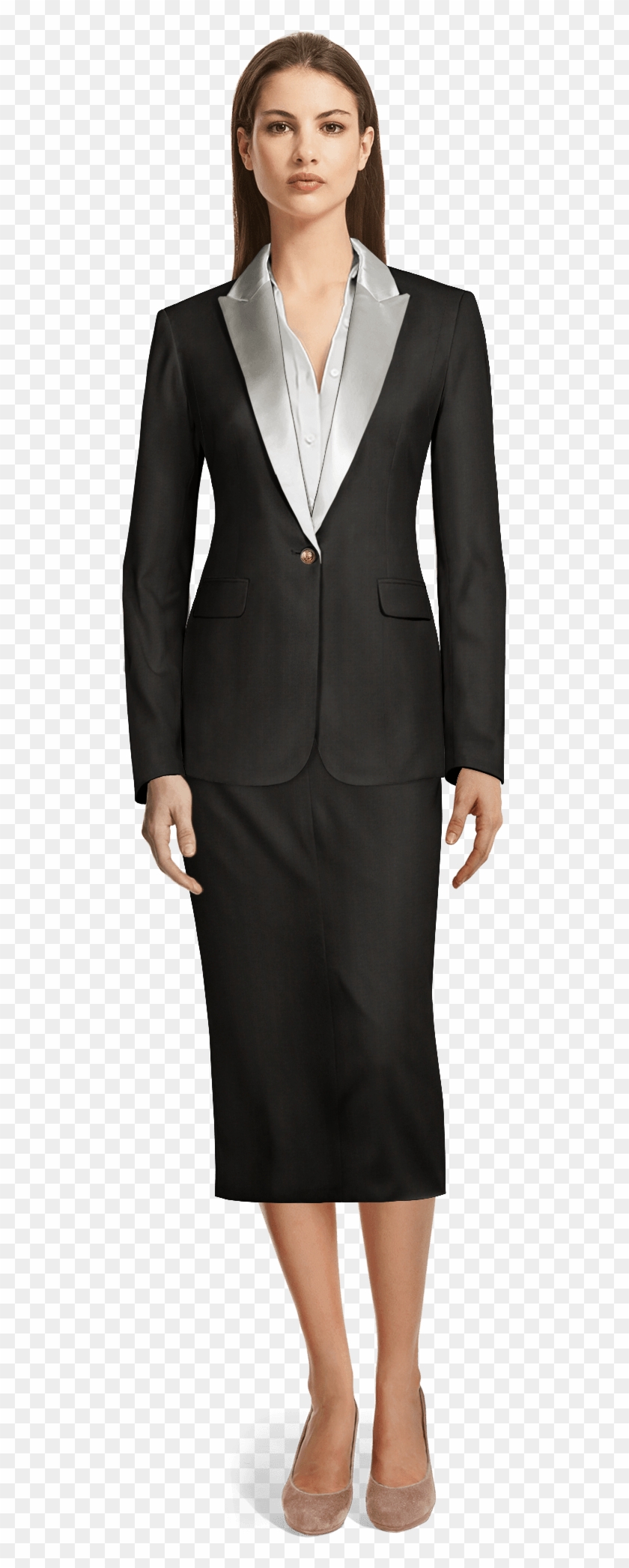 Woman In Pantsuit Standing Clipart