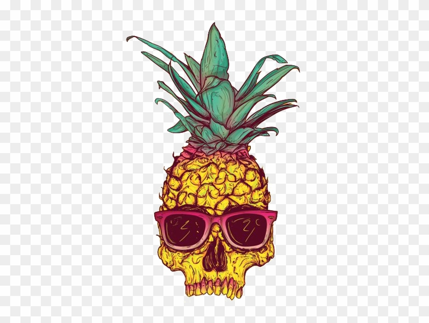 Skull Calavera Creative Tropical Fruit Pineapple Drawing - Pineapple Skull Clipart #1108845