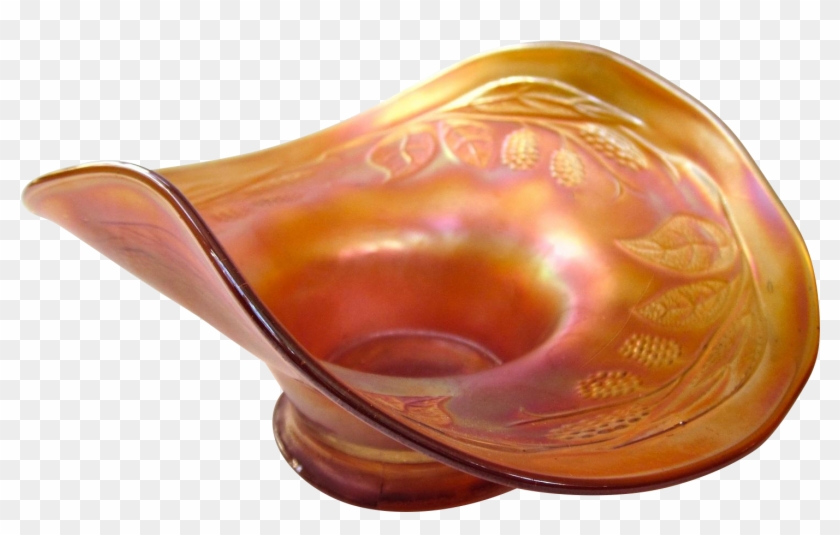 Fenton Blackberry Spray Marigold Carnival Glass Hat - Ceramic Clipart #1109183