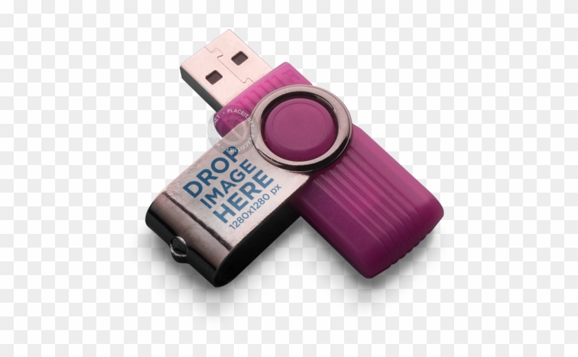 Purple Usb Flash Drive Mockup Lying On A Transparent - Usb Png Mockup Clipart #1109649