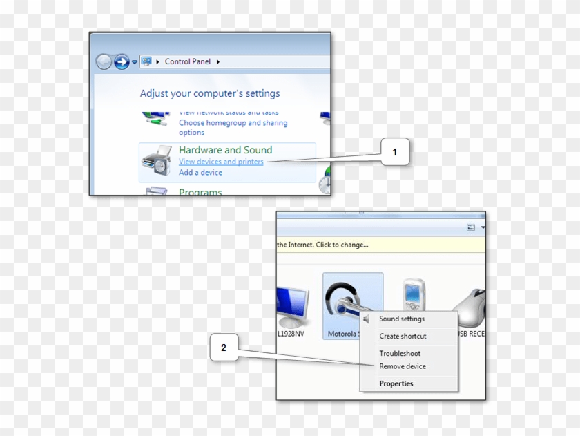 To Unpair Them Go To “start Menu\control Panel\hardware - Windows 7 Control Panel Clipart #1110462