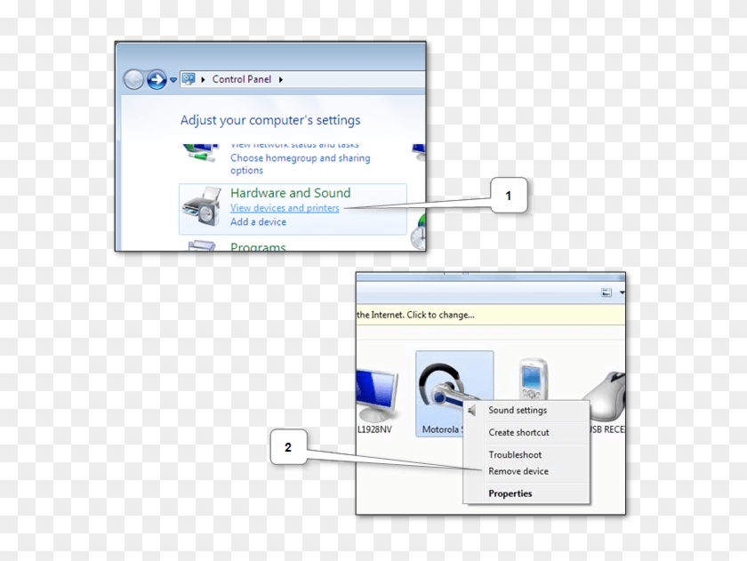 To Unpair Them Go To “start Menu\control Panel\hardware - Windows 7 Control Panel Clipart