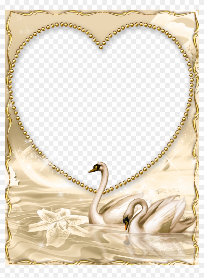 Beautiful Golden Png Frame With Swan - Beautiful Golden Photo Frames Clipart
