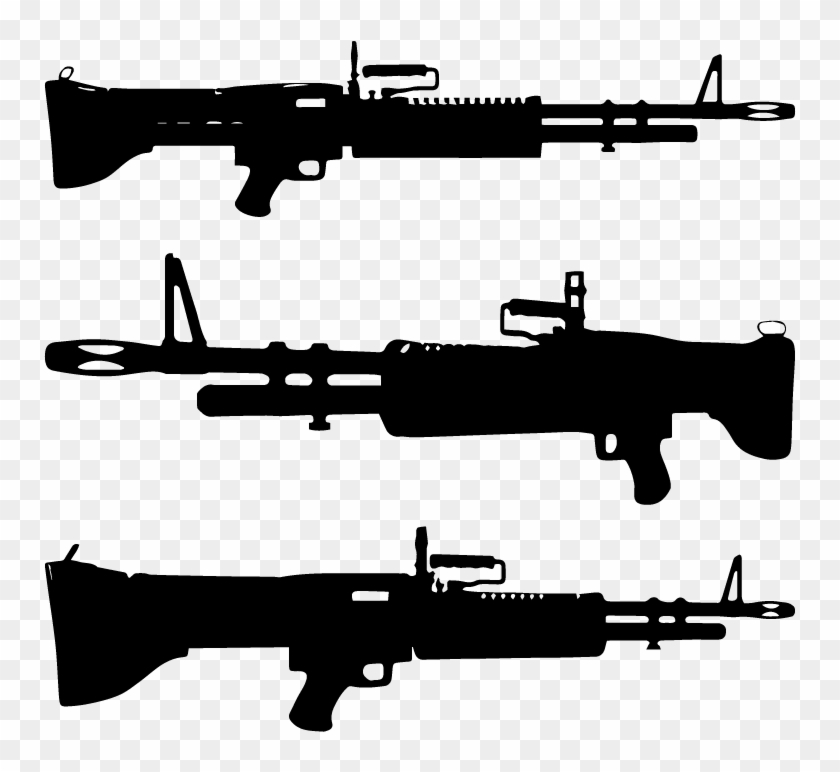 Assault Rifle Automatic Weapon Vector Silhouette - Weapons Png Transparent Silhouette Clipart #1111409