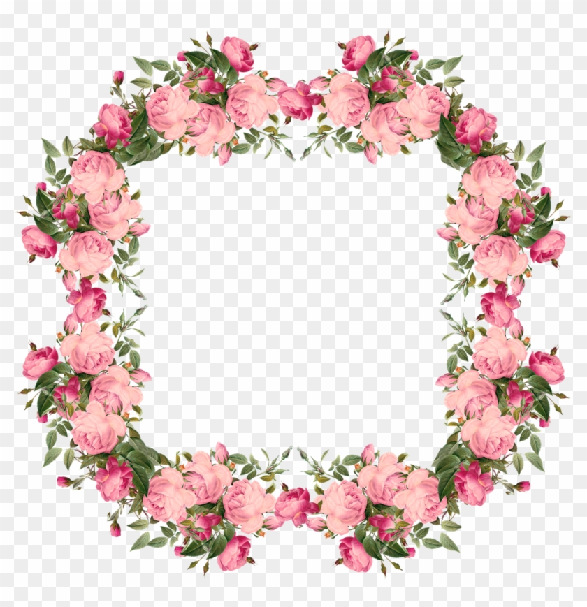 1000 X 988 14 - Vintage Pink Floral Border Png Clipart #1111518