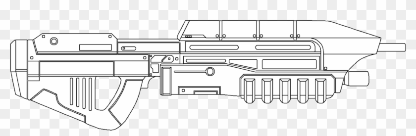 Halo Assault Rifle Drawing - Assault Rifle Clipart #1111557