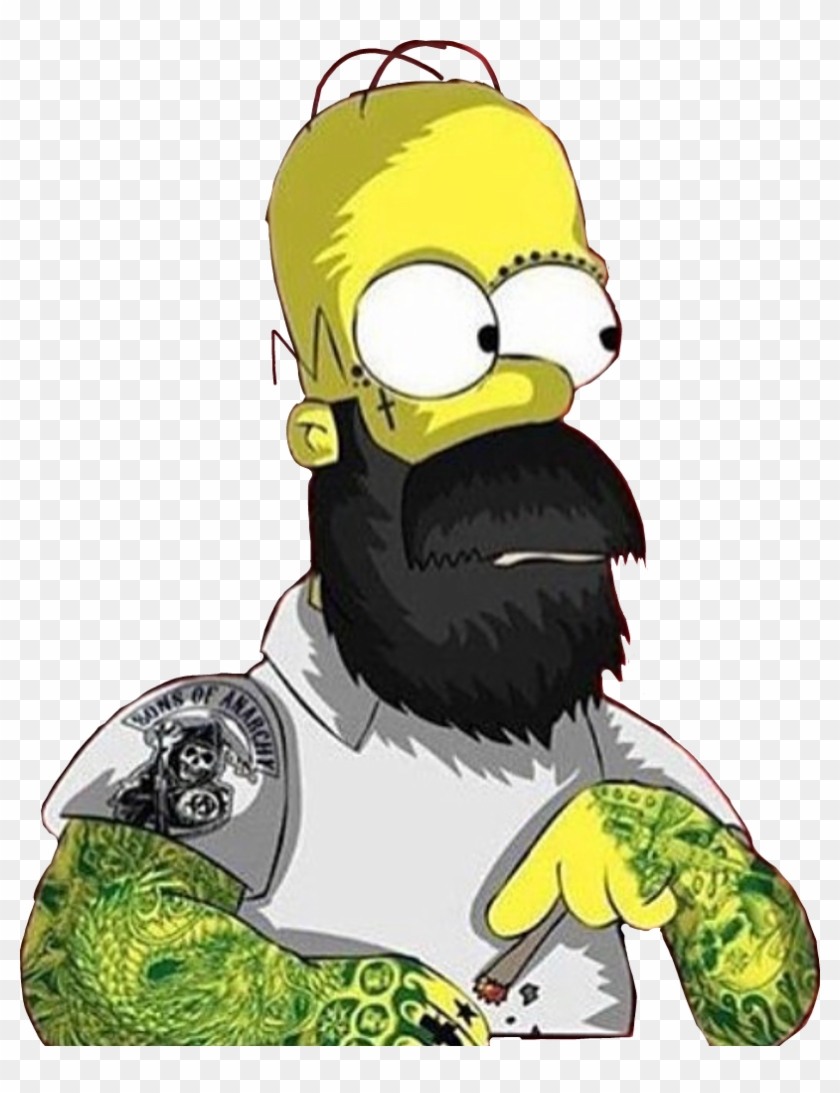 Homer Simpson Beard Marihuanna Porro Sonsofanarchy - Los Simpson Barber Shop Clipart #1111830