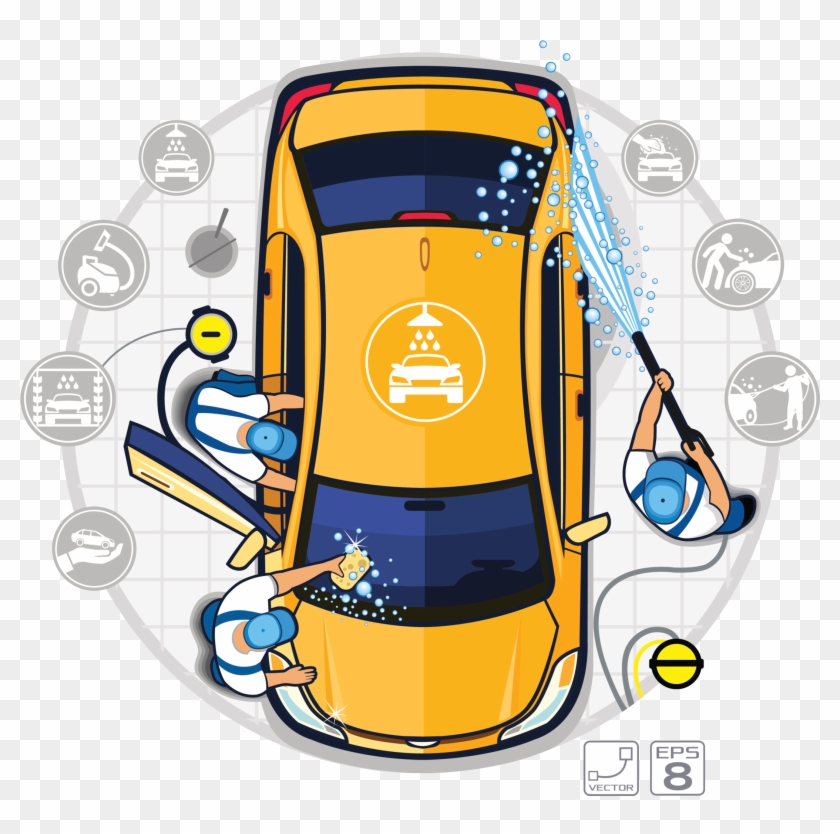 Car Wash Auto Detailing Illustration - Car Washing Illustration Clipart
