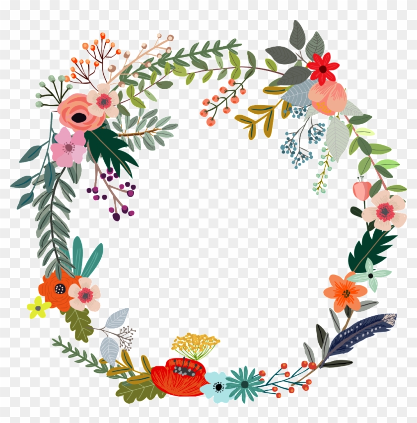 Colorful Flowers Hand Drawn Garland Decorative Elements - Will You Be My Matron Of Honor Printable Clipart