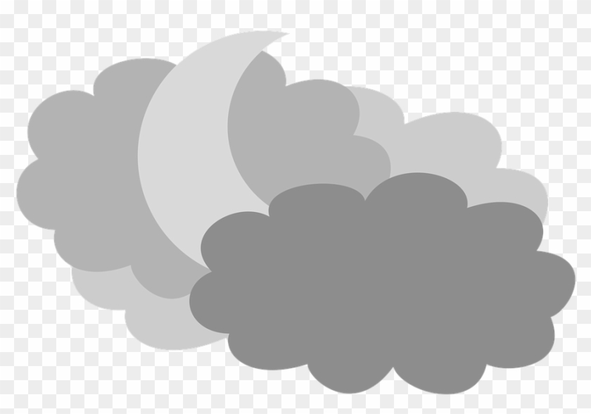 Moon In The Clouds Night Sky Weather Forecast - Cloud Clipart