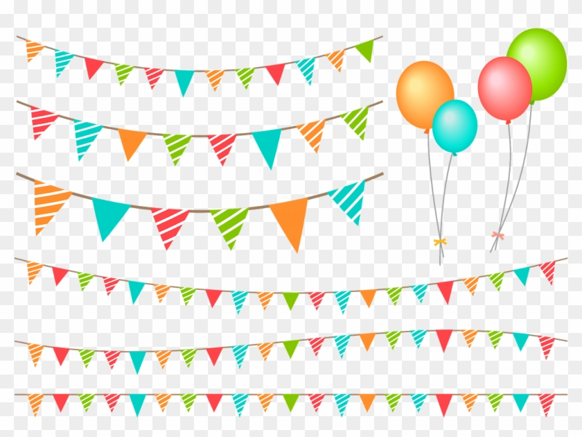 Birthday Party Decoration Items Vector Png Image, Color - Free Birthday Bunting Clipart #1117122