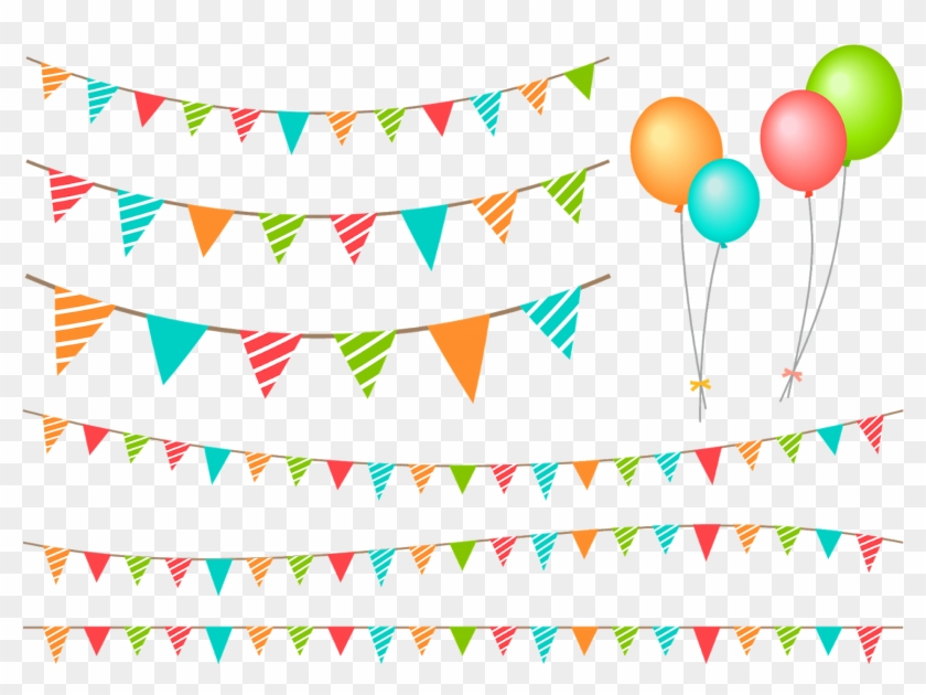 Birthday Party Decoration Items Vector Png Image, Color - Free Birthday Bunting Clipart
