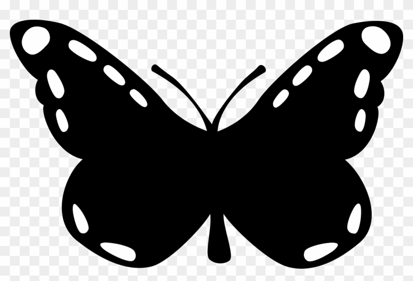 Black Silhouette Of A Butterflies With Delicate Wings - Butterfly Silhouette Svg Clipart #1117481