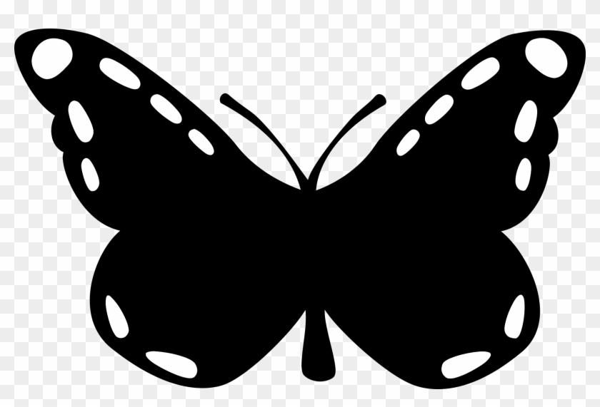 Black Silhouette Of A Butterflies With Delicate Wings - Butterfly Silhouette Svg Clipart