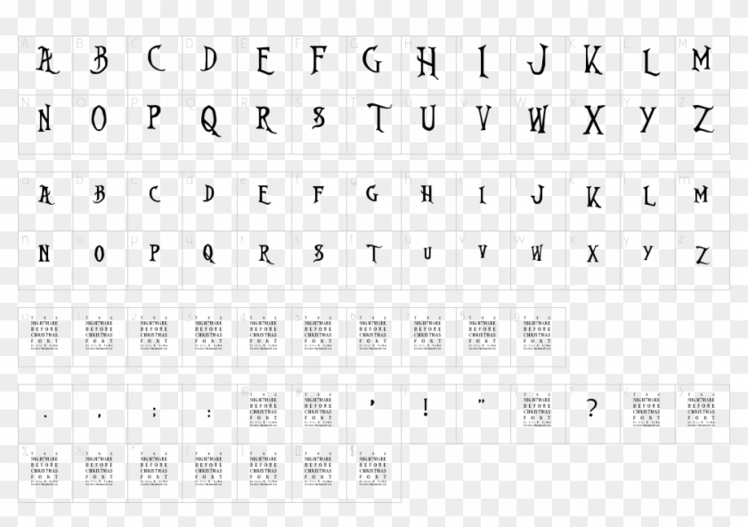 Character Map - Nightmare Before Christmas Font Clipart #1118002