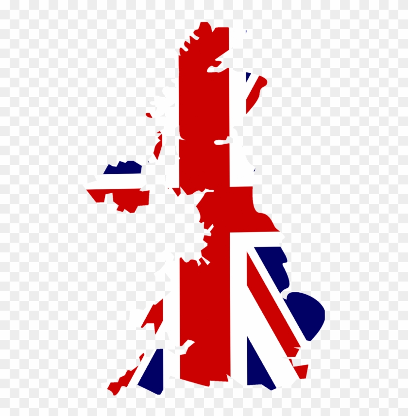 Great Britain,united - Flag On Map United Kingdom Clipart #1118138