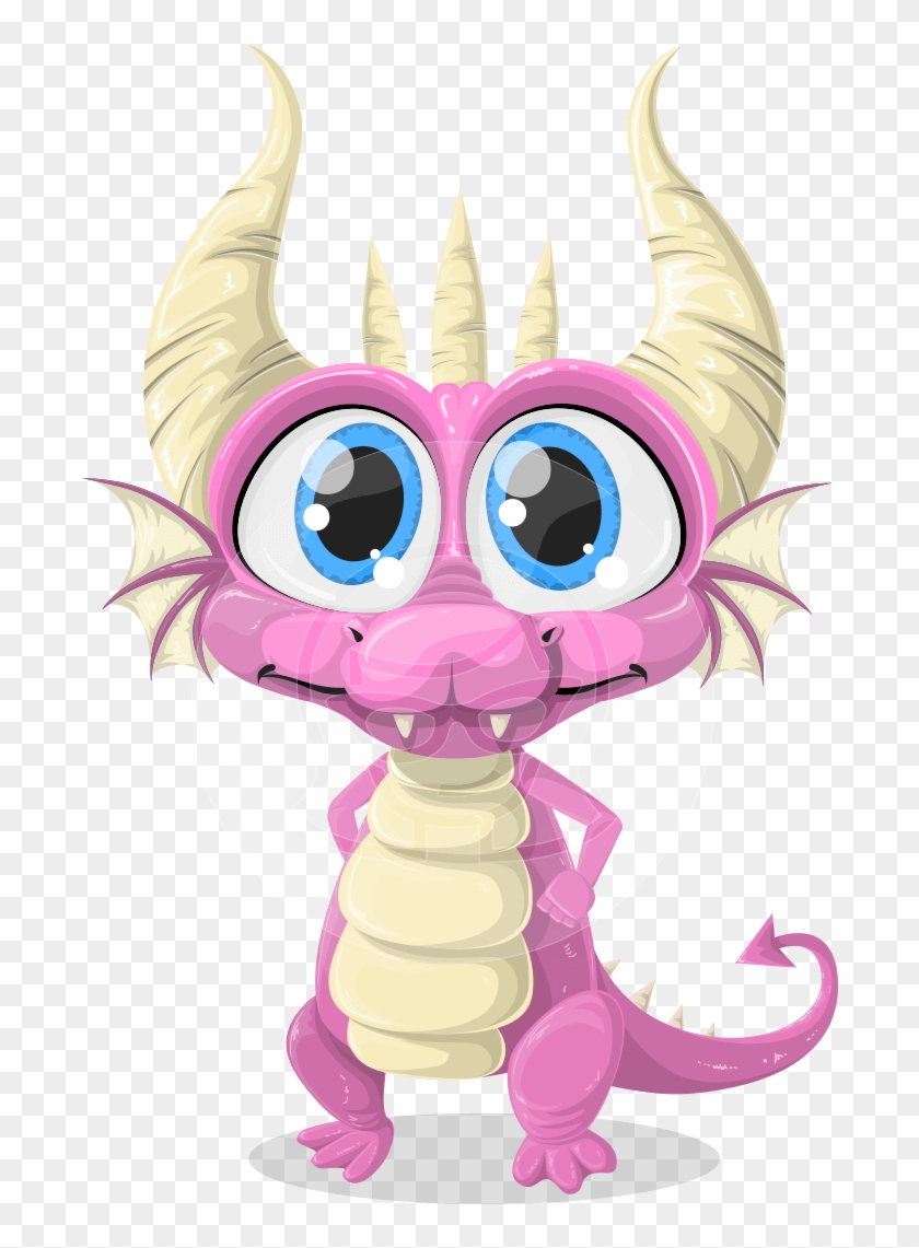 Little Draco A Cute Dragon Cartoon Illustrated - Dragon With Big Eyes Clipart #1118339