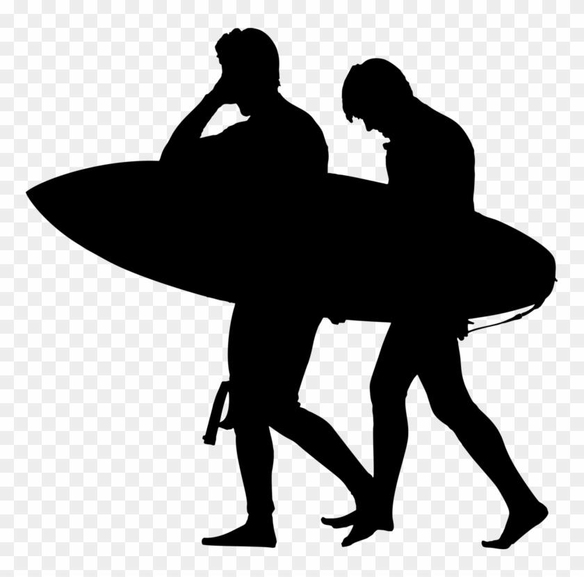 Surfing Silhouette Computer Icons Download Free Commercial - Surfer Silhouette Png Clipart #1119579