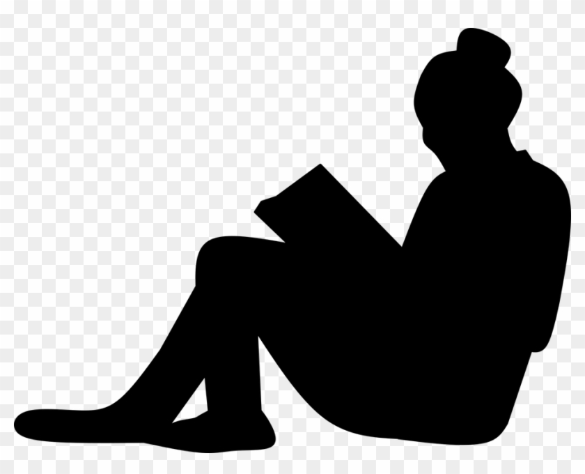 Silhouette Woman Reading Book Sitting - Silhouette Reading Png Clipart