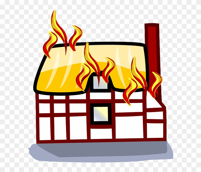 House Fire Clipart - Cartoon House On Fire - Png Download