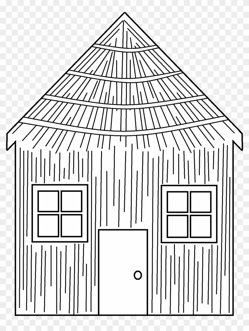 Houses Clipart Group Image Black And White Download - Three Little Pigs Straw House Coloring Pages - Png Download #1124949