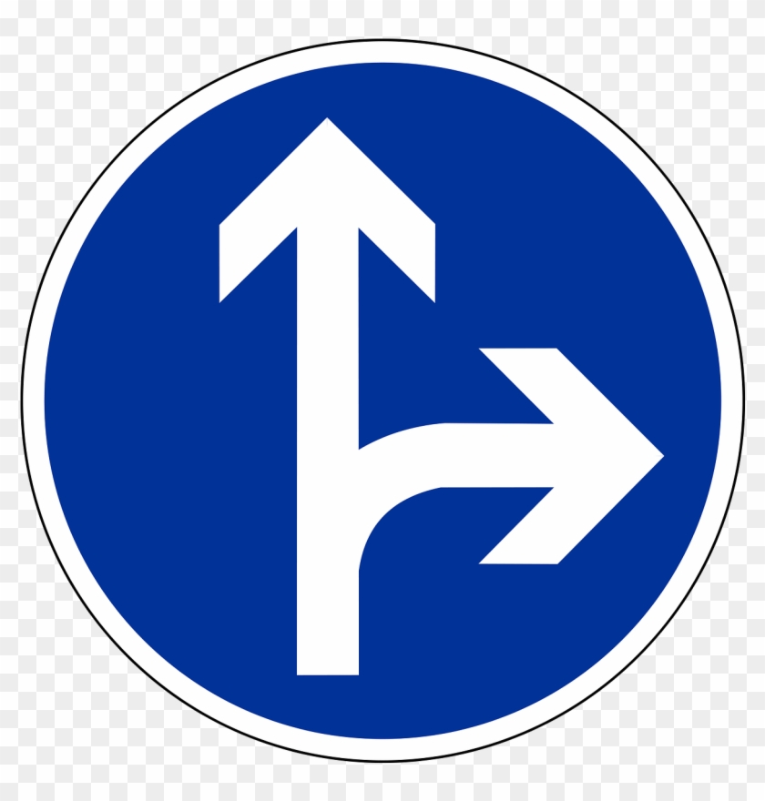 Traffic Sign Road Sign Shield - Go Straight Or Right Traffic Signs Clipart